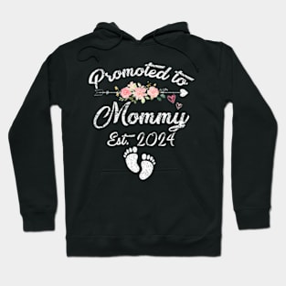 Promoted To Mommy Est 2024 Floral Hoodie